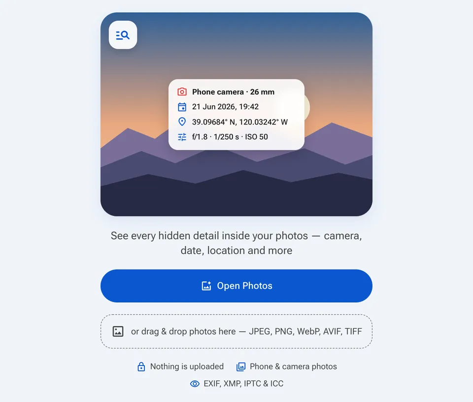 EXIF Viewer start screen