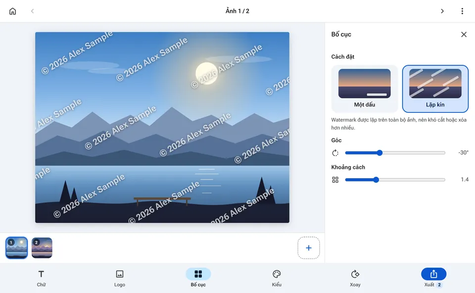 Watermark lặp kín trên ảnh